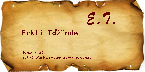 Erkli Tünde névjegykártya